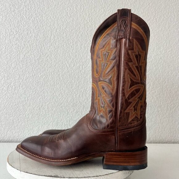 Rod Patrick Mens Cowboy Boots 9.5B Perro Loco Brown Leather Western Square Toe - Picture 5 of 14